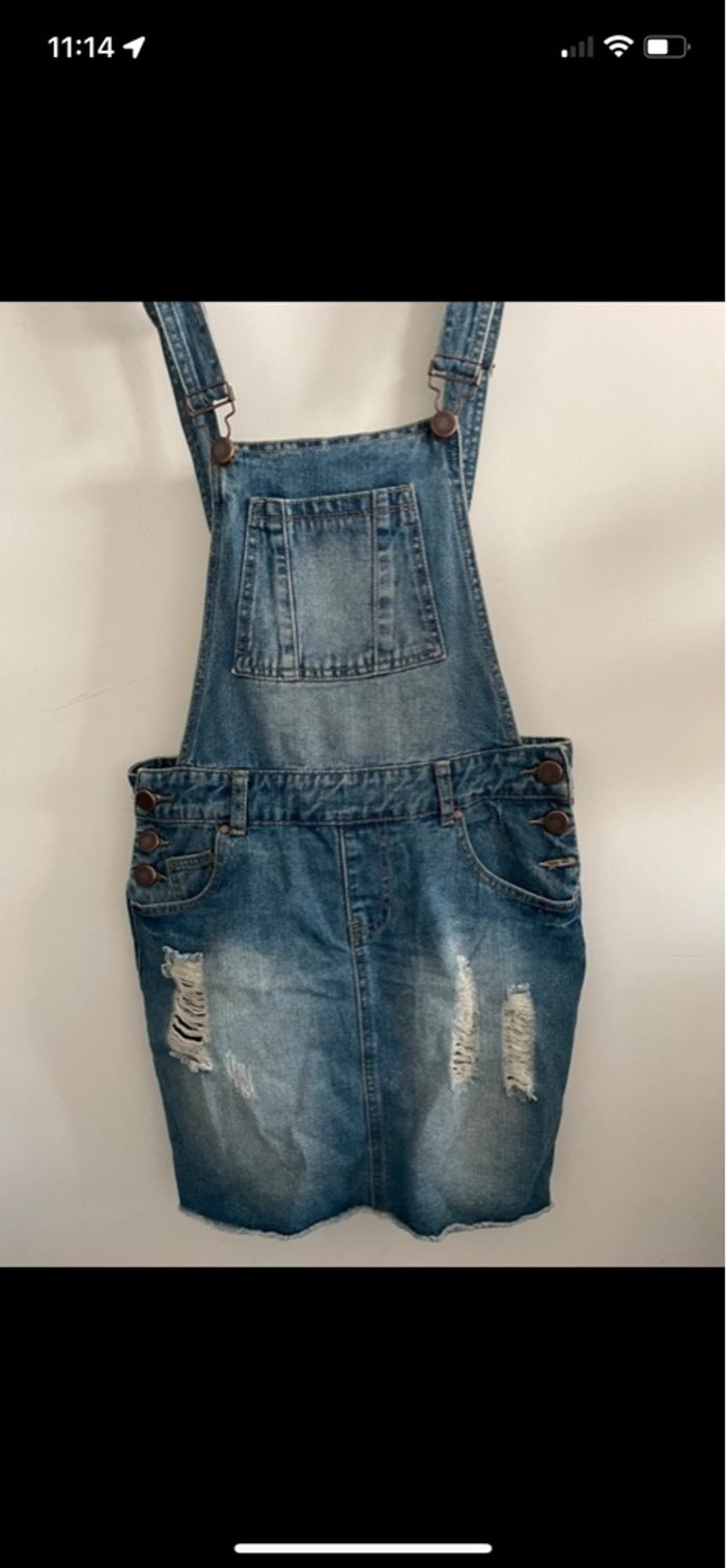 🌸Salopette jupe en jeans bleu taille 38 mim🌸 - photo numéro 2