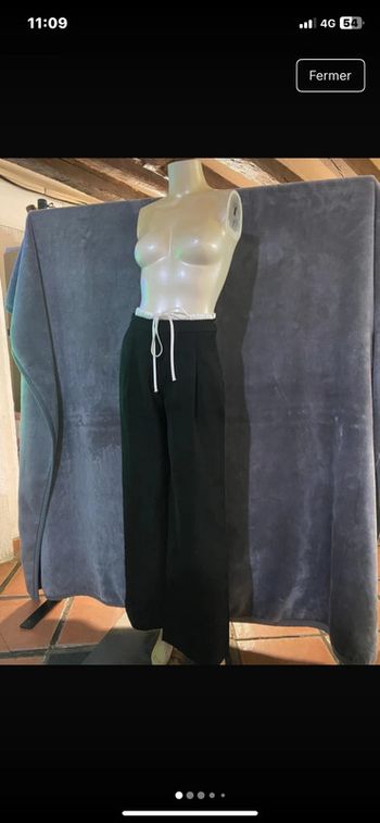 Pantalon noir décontractée large ceinture satinée blanche plusieurs taille Xs et S