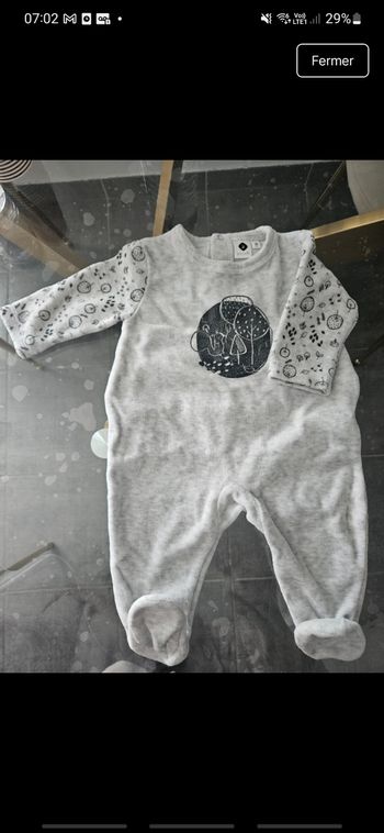 Pyjama velours 3 mois "grain de blé"