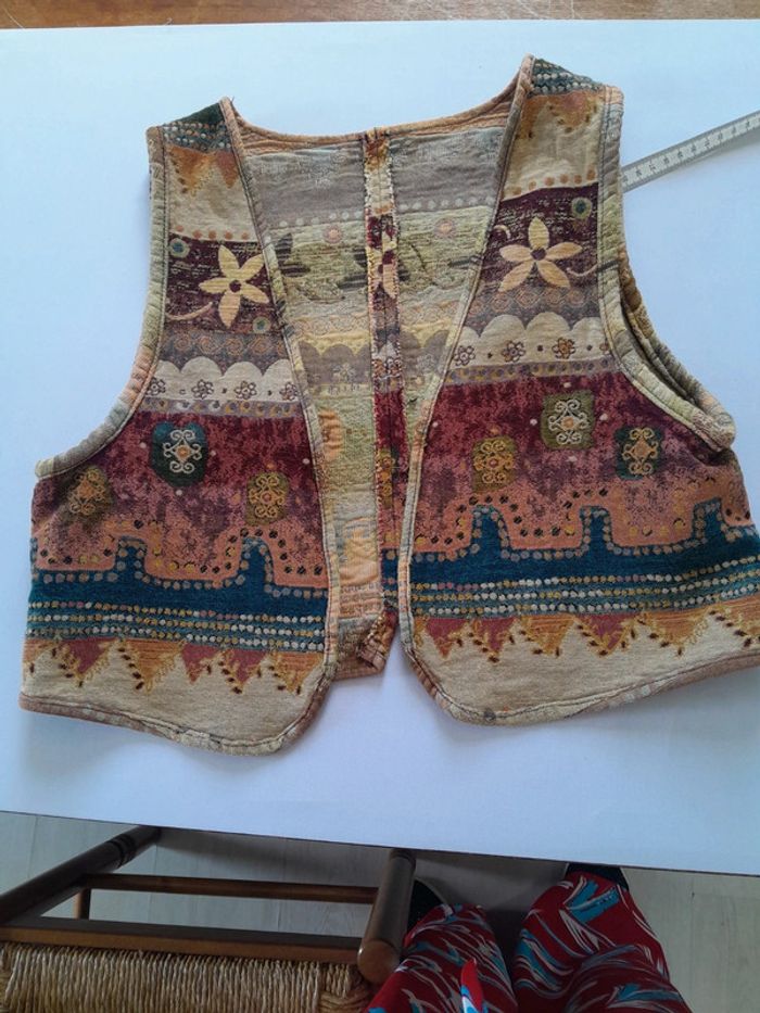 Bolero gilet sans manche vintage ethnique - photo numéro 4