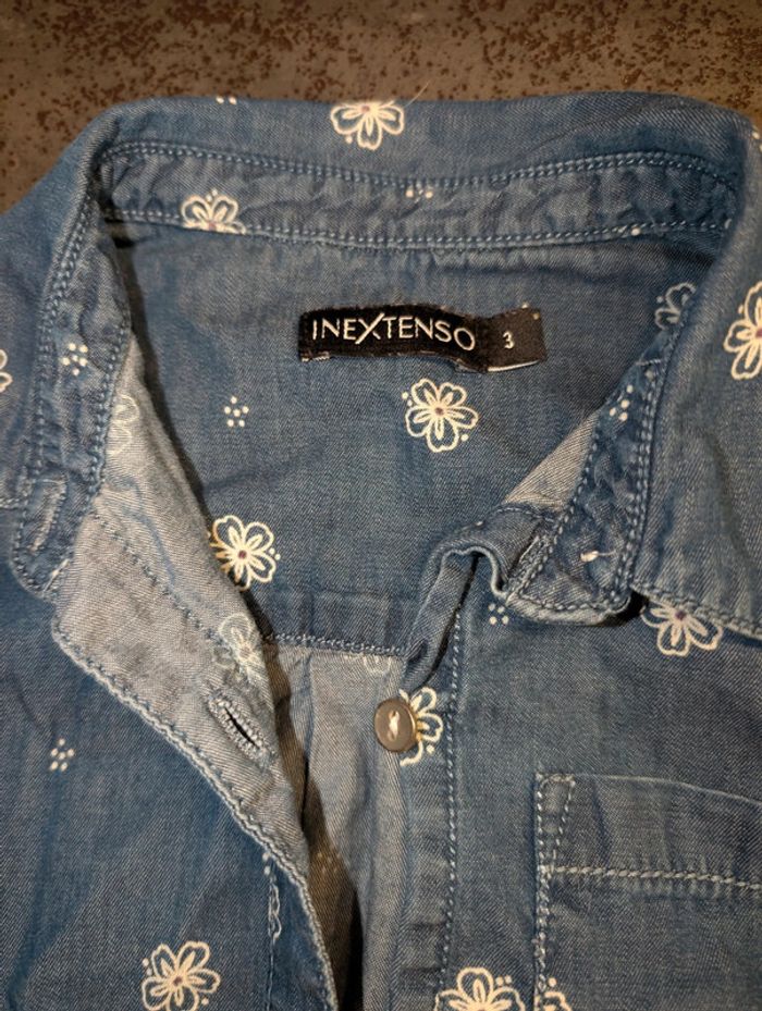 Chemise à manches longues en jean fille 3 ans - photo numéro 2