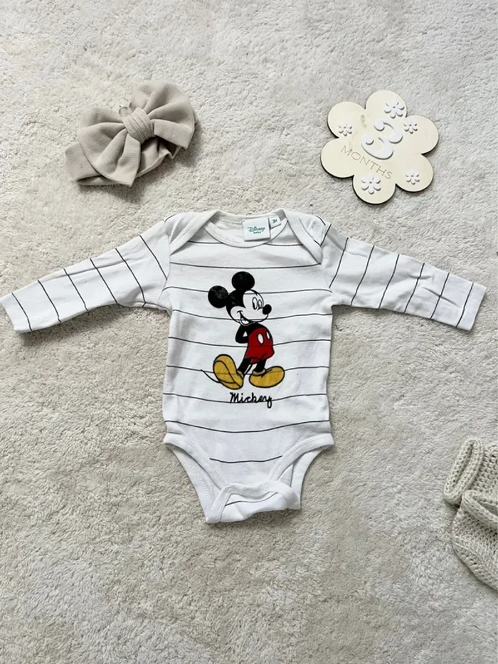 Lot 2 body Mickey 3 mois - photo numéro 3