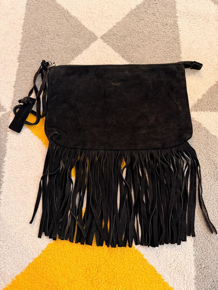 Pochette en cuir noir Zign