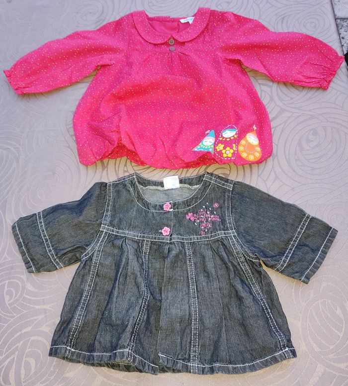Lot de 2 blouses manches longues 9 mois