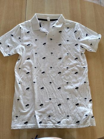 Polo écru avec palmiers bleu marine