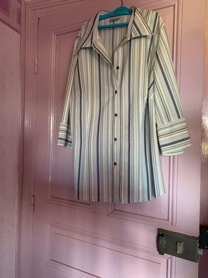 chemisier bleu rayé taille 46 CANDA