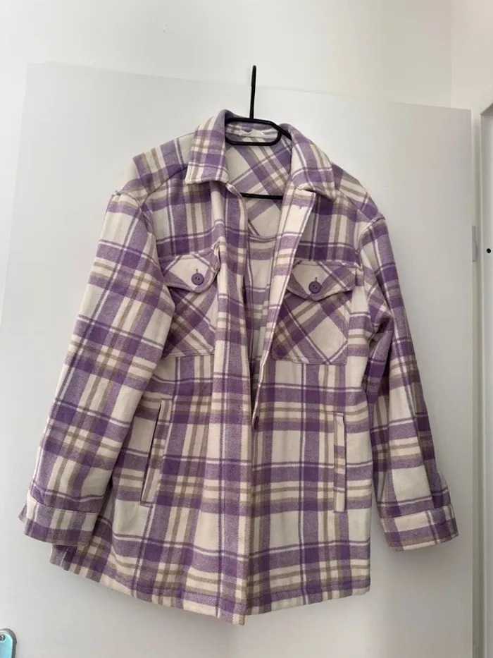Veste chemise à carreaux violet Cache Cache