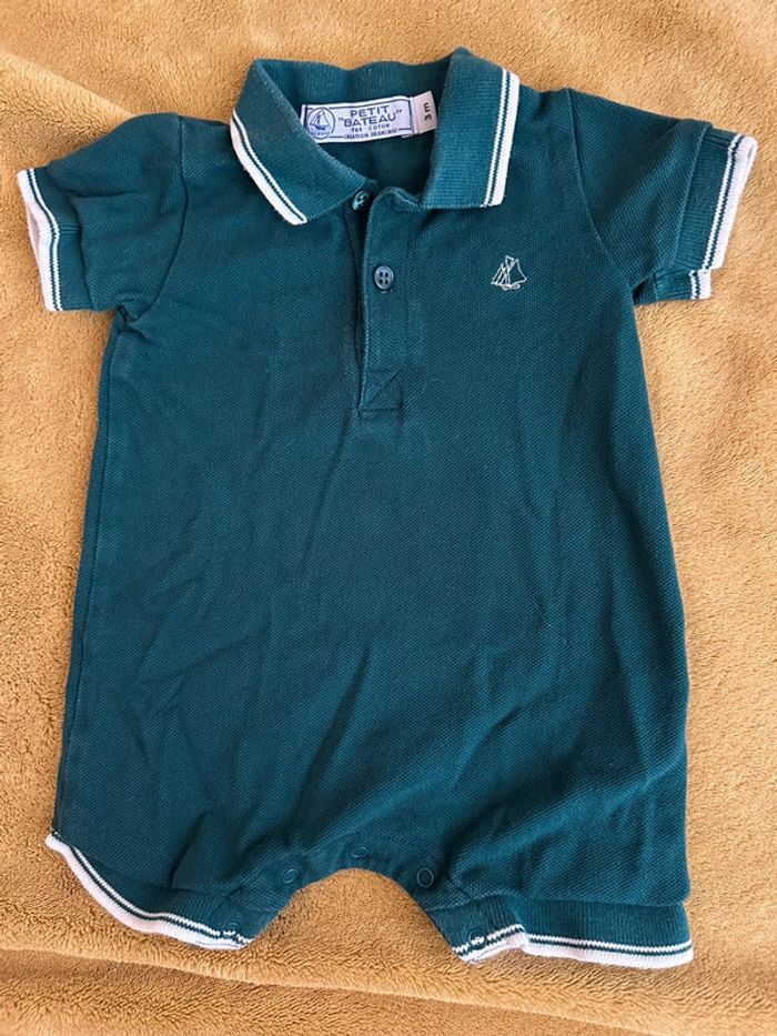 Combinaison short vert émeraude vintage 3 mois