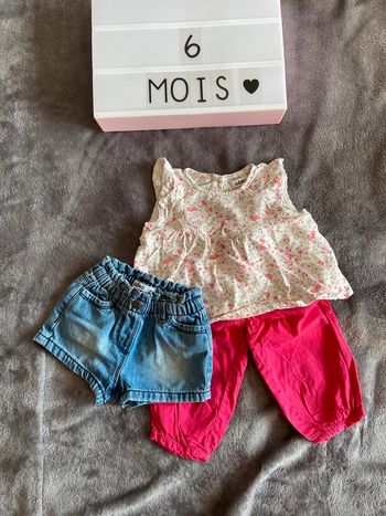 Ensemble / lot : short + pantalon + t-shirt, Gémo, 6 mois