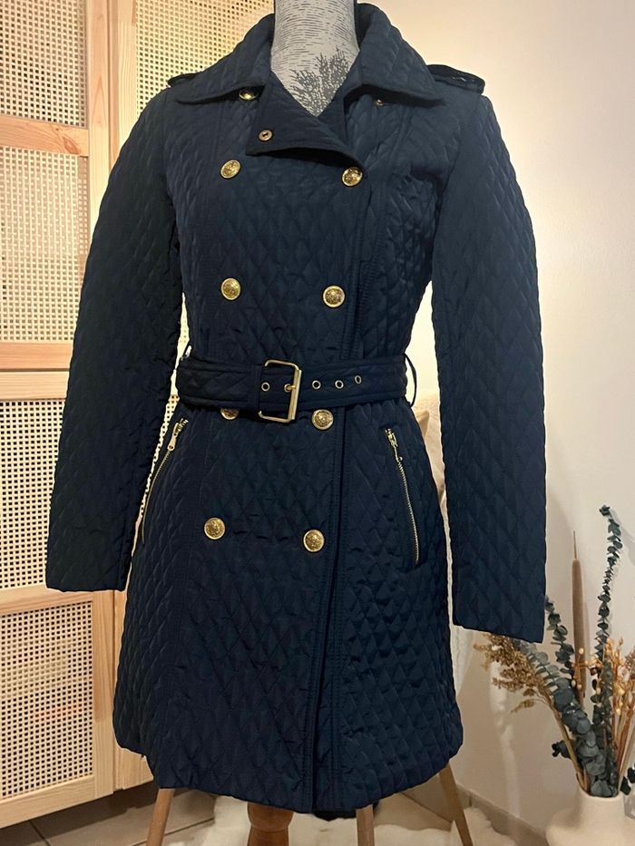 Doudoune mi longue matelassée bleu marine Jacqueline Riu