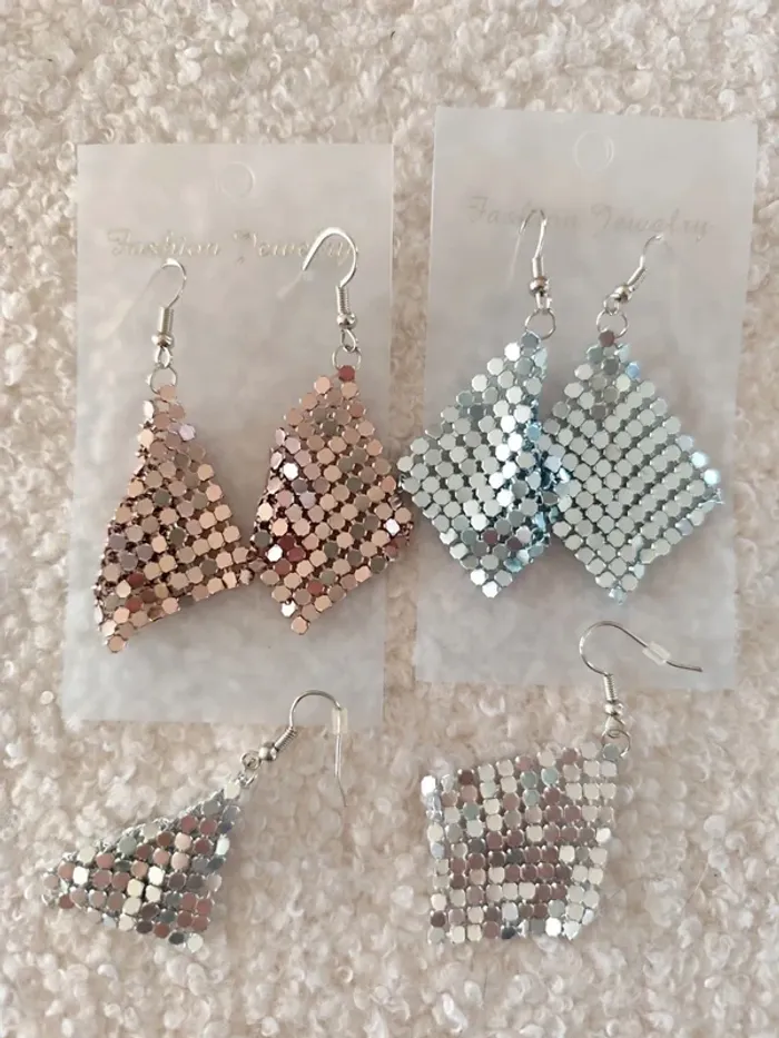 Gros lot bijoux boucles d'oreilles bracelet fantaisie plumes argent ailes d'ange - photo numéro 2