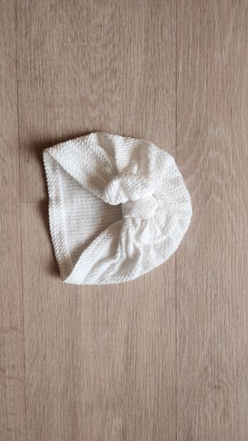 Turban blanc bébé – Taille 0-3 mois