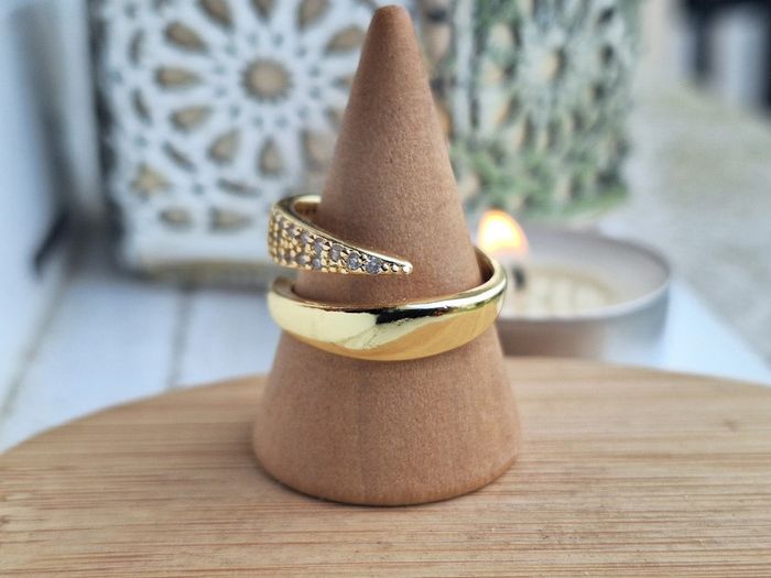 Bague ouverte avec strass design Griffe en Acier Inoxydable Bague de fiançailles pour femmes, Cadeau - photo numéro 4