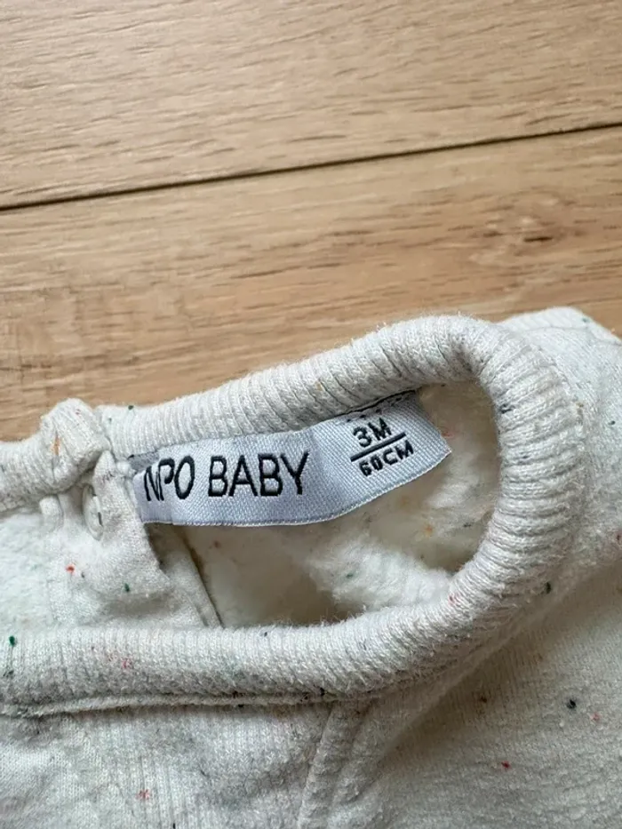 Lot vêtement garçon 3 mois NPO Baby t-shirt rayé pull et jogging vert kaki beige - photo numéro 4