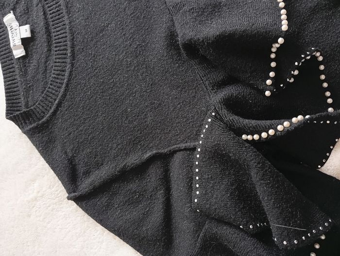 Pull noir à volants et perles. Sweewë 38 - photo numéro 6