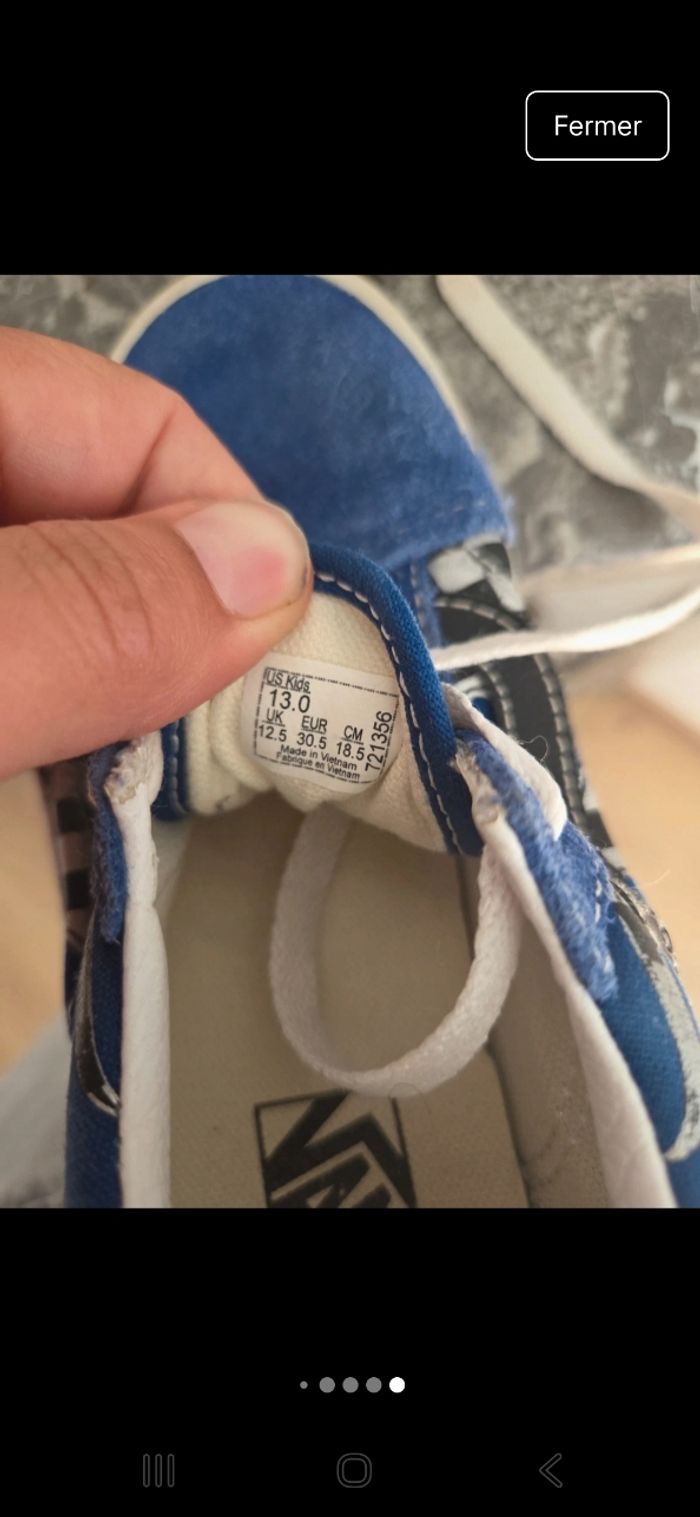 Baskets Vans bleues avec flamme et damier Taille 30.5 - photo numéro 9