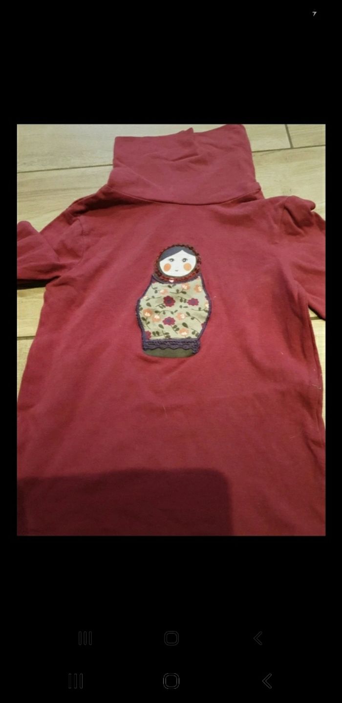 T-shirt col roulé poupée russe 4 ans - photo numéro 2
