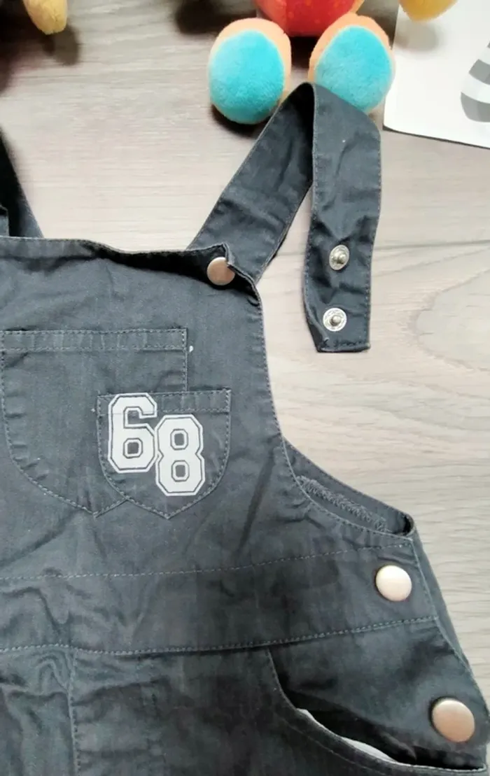 Salopette short gris foncé garçon 18 mois Plus - photo numéro 2