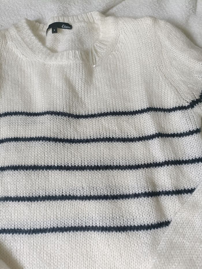 Pull rayé écru / beu marine  Etam taille S - photo numéro 3