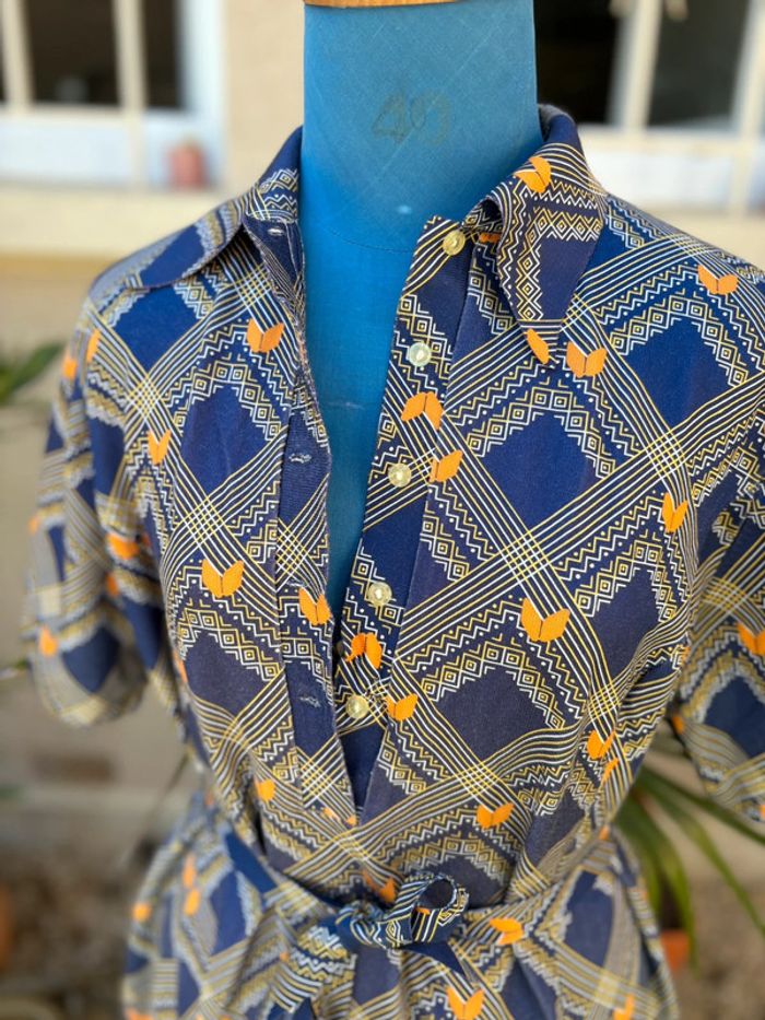 Robe Trevira 2000 à motif des années 70 - en très bon état - taille 42/XL - photo numéro 3