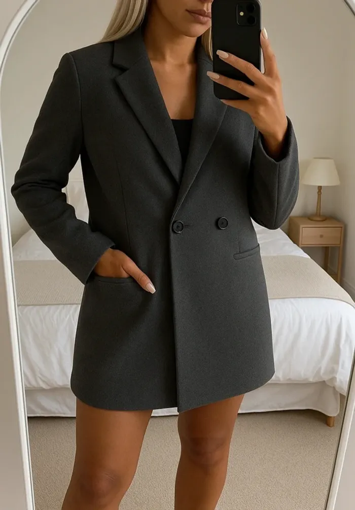 🩷 Manteau long gris anthracite Pimkie taille Xs – Look chic.