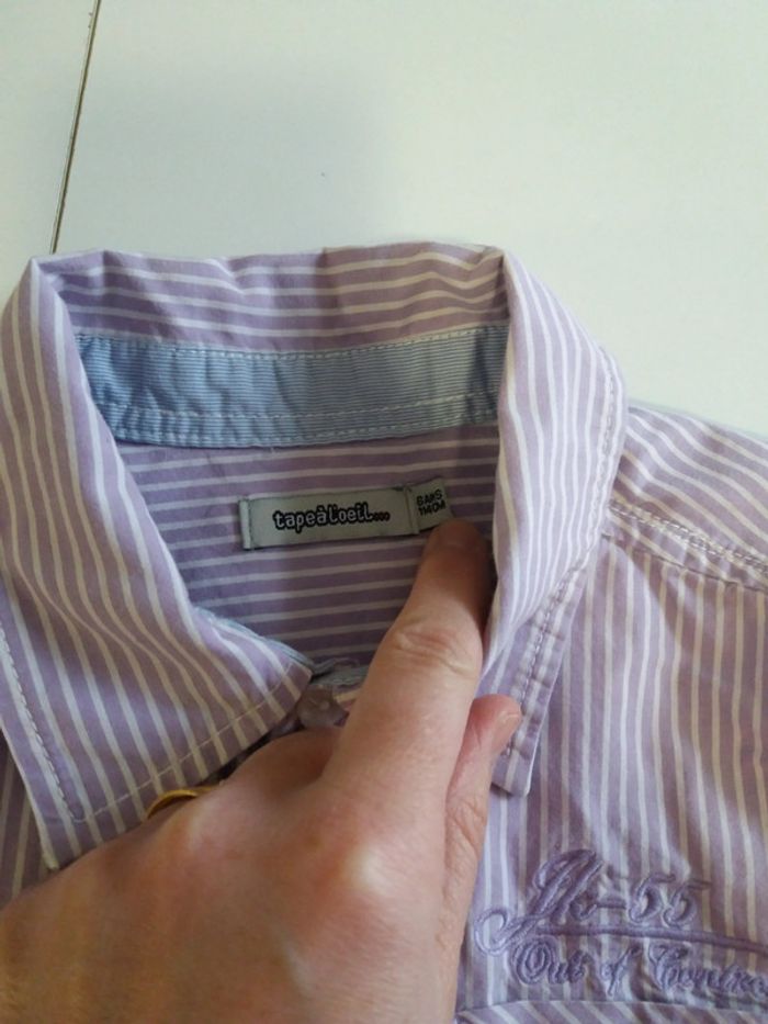 Chemise rayé tape à l'oeil mauve et blanche 6 ans - photo numéro 2