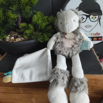 Doudou Baby Nat ours Mouchoir Frisounours BN0383 Gris Blanc #geektradedoudou