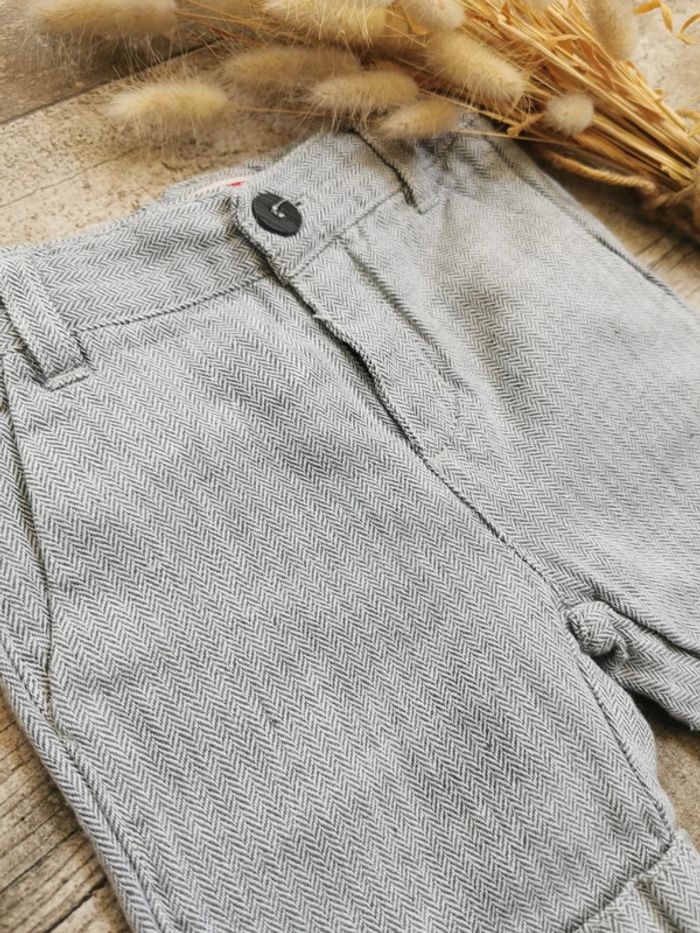 🌺DPAM Très joli short lin et coton gris 3mois - photo numéro 6