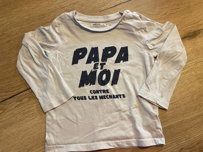 Lot 2 T-shirts manches longues blancs 3 ans « papa » - photo numéro 6