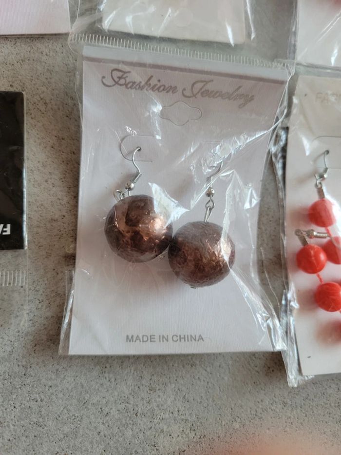 Lot bijoux boucles d'oreilles pendentif perle créole - photo numéro 7