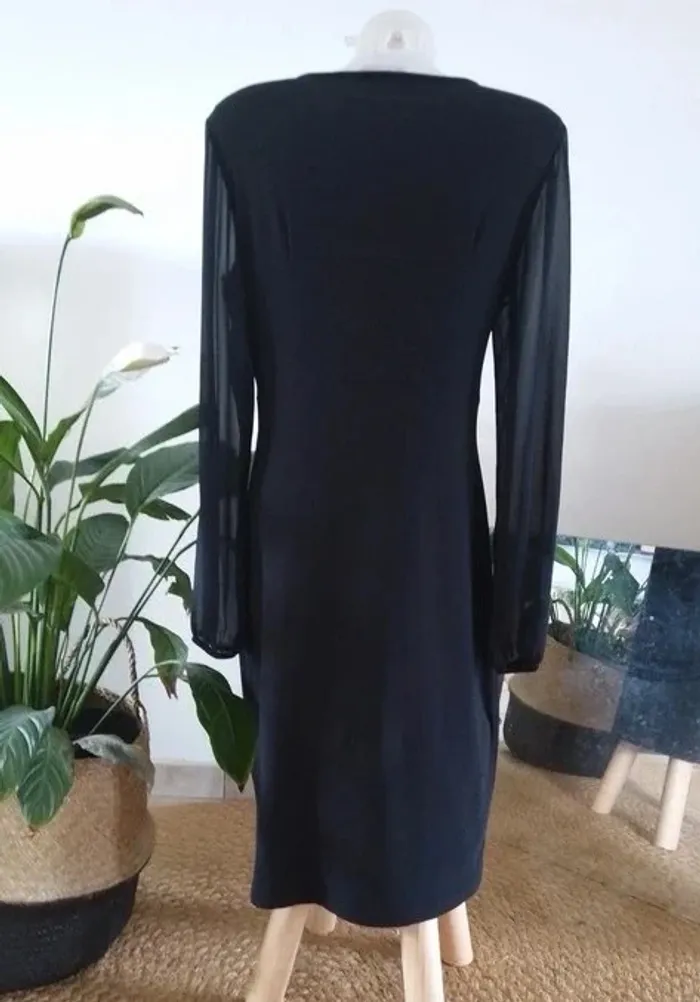 robe noire manches transparentes et boucle dorée taille M cassis - photo numéro 7
