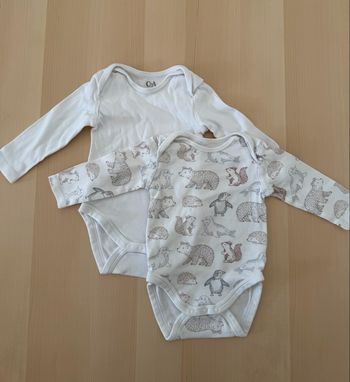 Lot 2 bodys manches longues C&A – 3-6 mois / 68 cm
