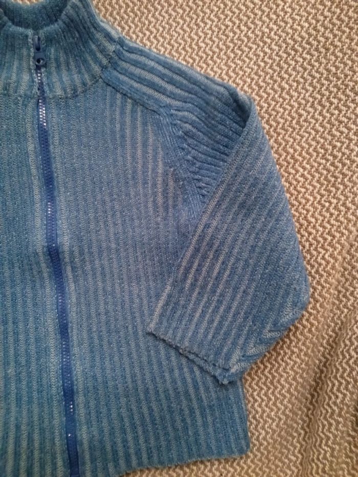 Gilet zippé bleu - T.18 mois - photo numéro 7
