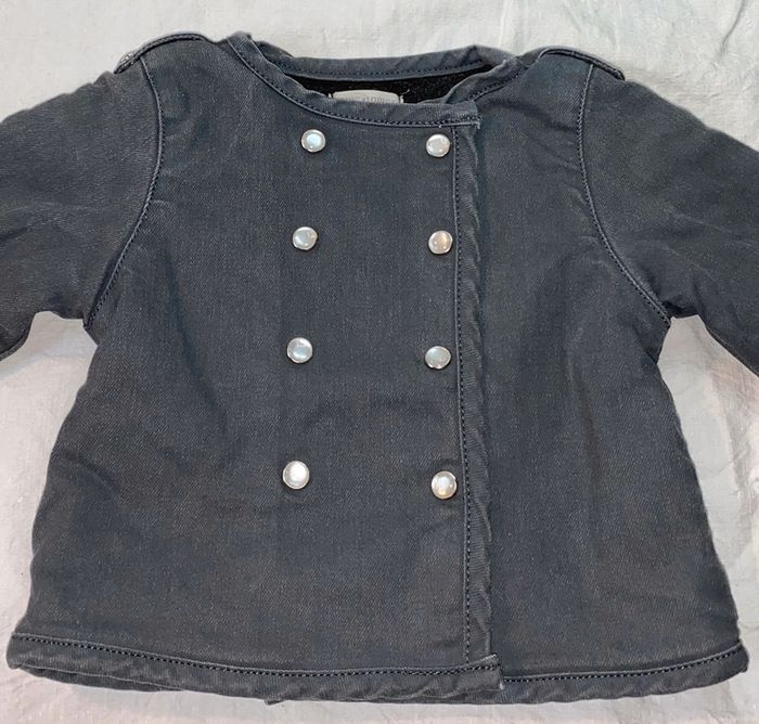 veste en jeans doublée polaire Louis Louise 6 mois - photo numéro 2