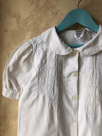 Chemisette blanche brodée vintage 8/10ans