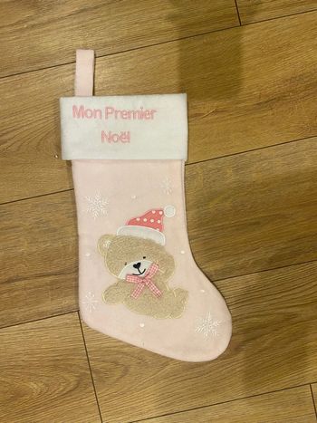 Chaussette rose Noël décoration