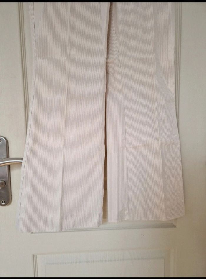 Pantalon à jambe large rayer blanc et beige femme mim taille M/38 - photo numéro 4