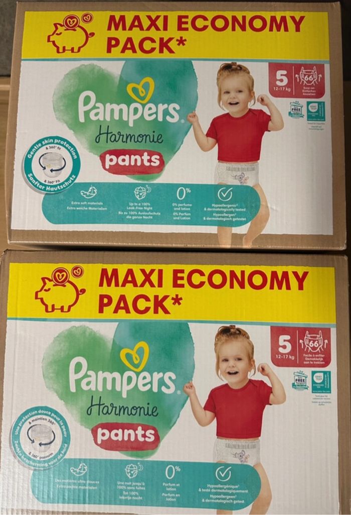2 cartons de couches Pampers taille 5