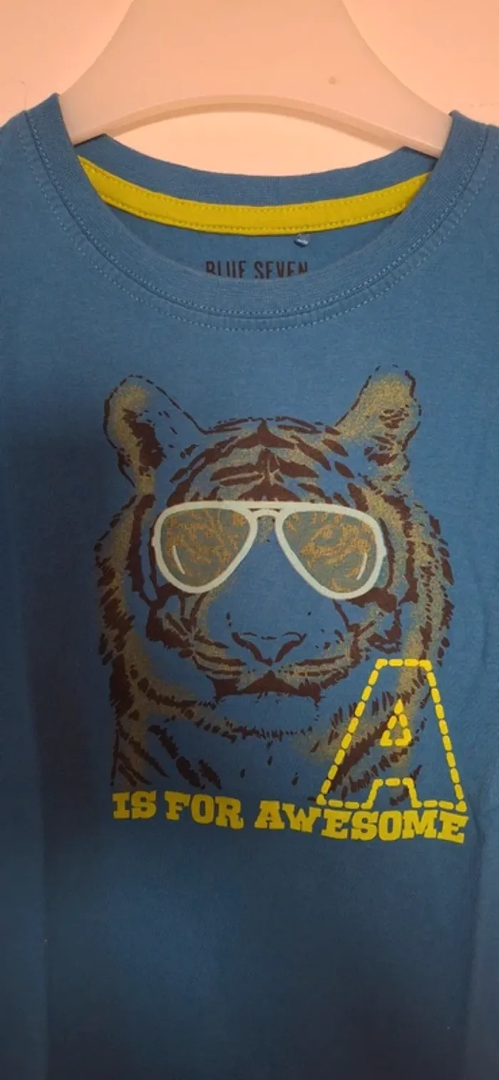 🌟 T-shirt Bleu à Motif de Tigre Blue Seven 🌟 - photo numéro 2