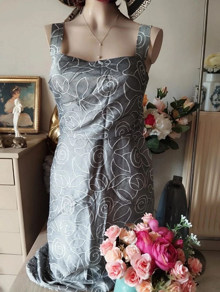 🌿Robe Drapée Motifs Fleuris Soie Sauvage T36/38🌿 - photo numéro 3