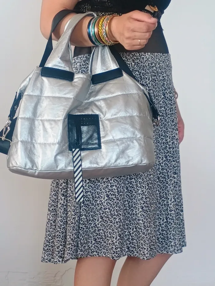 Jupe fluide imprimé léopard bleu/gris M - photo numéro 4