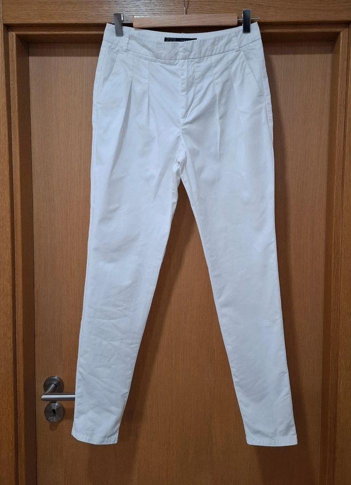 Calças brancas em algodão Zara Basic