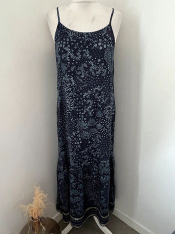 Robe longue marine à fleurs Ikks S