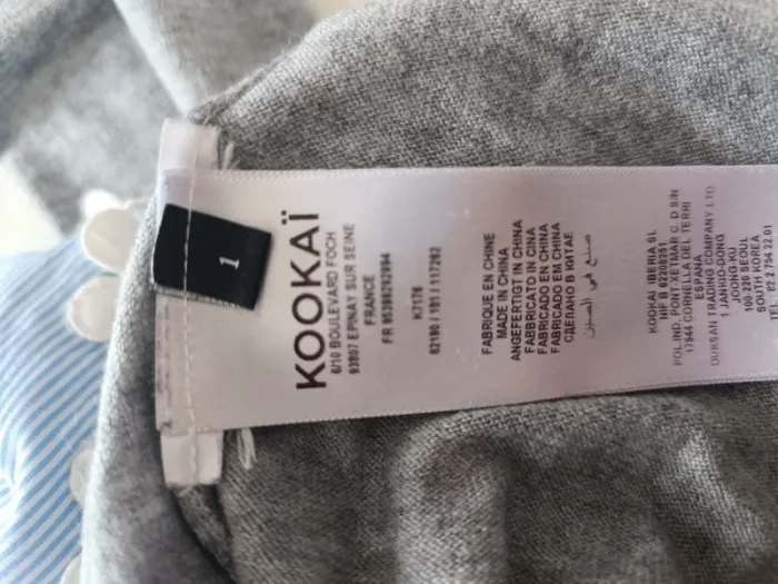 Pull col à fleurs gris et bleu Kookaï taille 1 - photo numéro 9