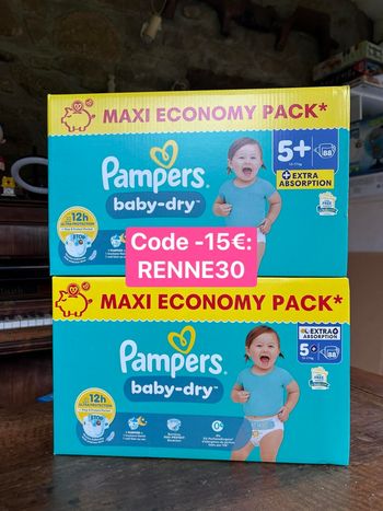 Couche taille 5+ Pampers Baby Dry taille 5+ : 176 Couches