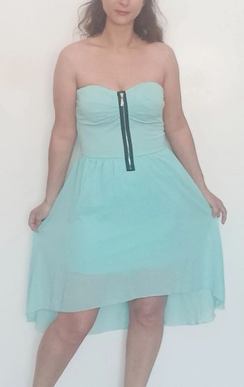 Robe bustier turquoise asymétrique TU