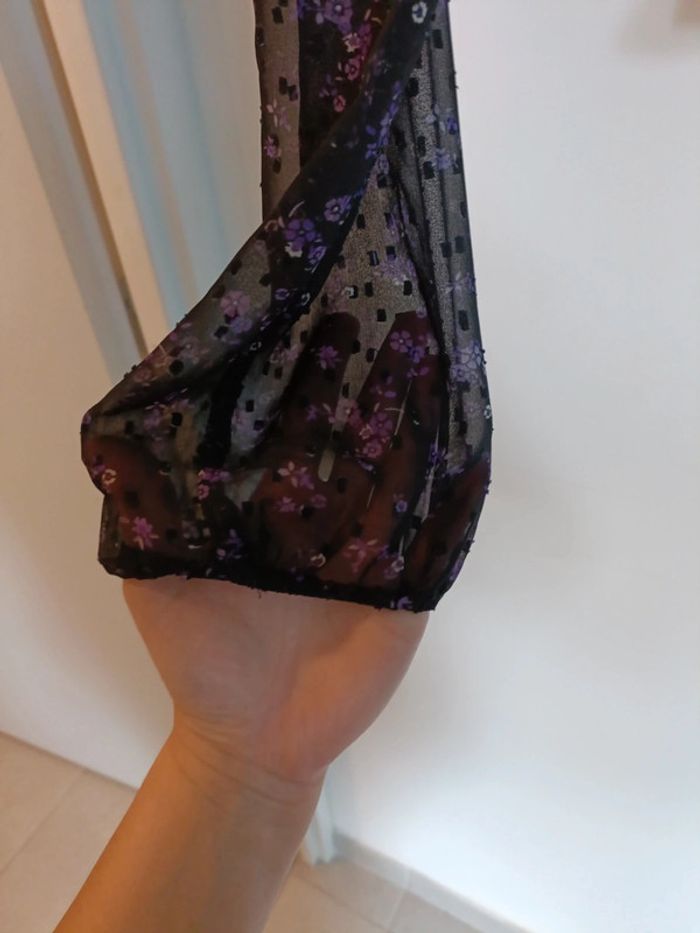 Chemise manche longue voilage croc top florale Jennifer – Taille S - photo numéro 7