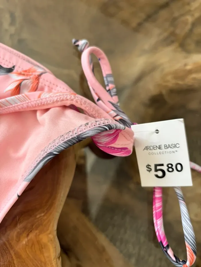 Bas de maillot de bain Ardene rose fleurs ficelles XL - photo numéro 4