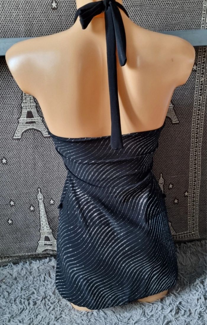 Top dos nu noir et gris pailleté taille 38-40 - photo numéro 4