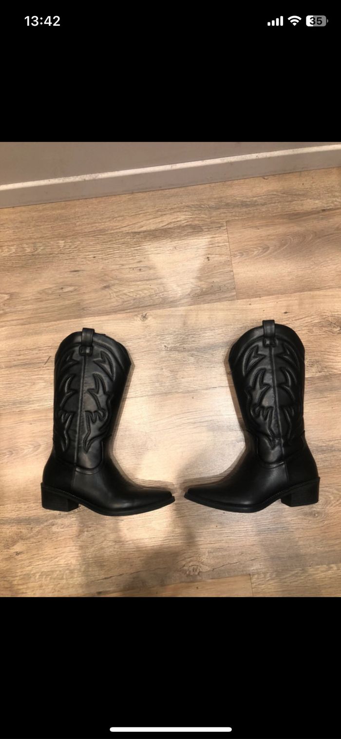 Santiags simili cuir 39 noir - photo numéro 3